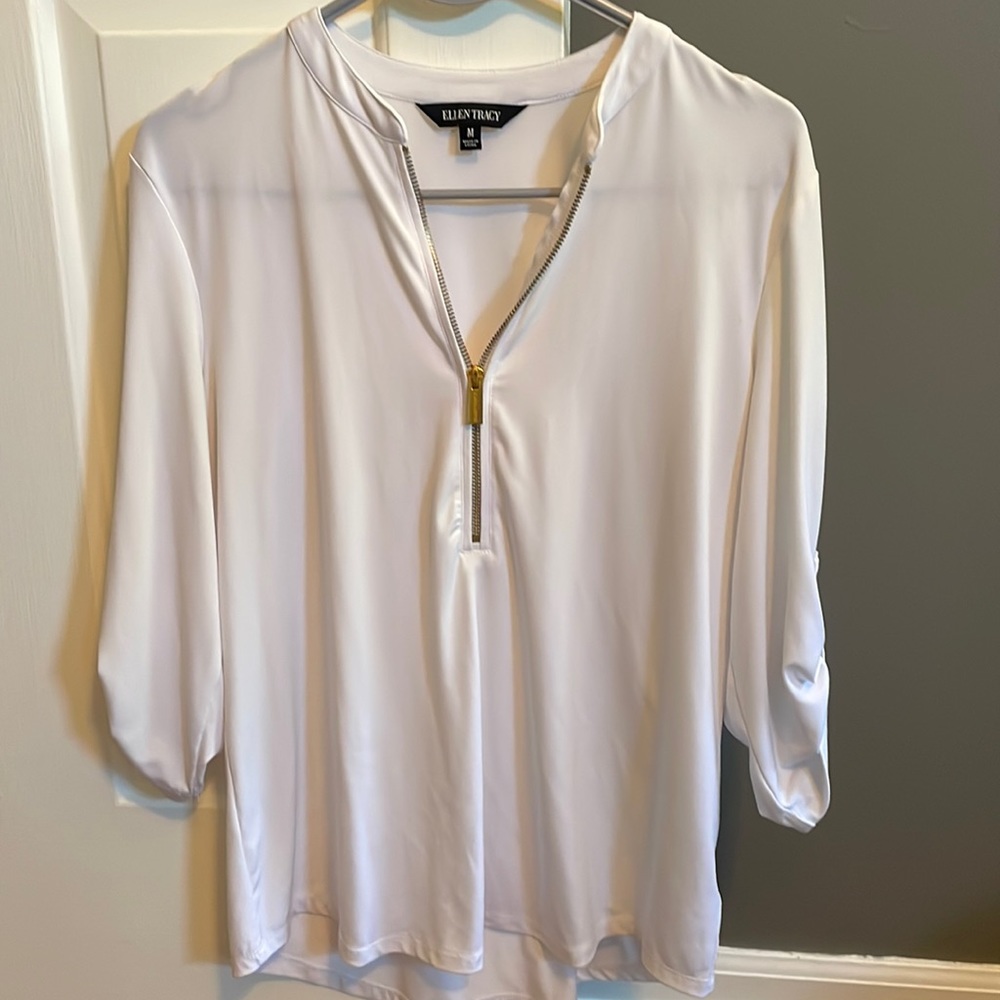 Ellen Tracey zip front blouse